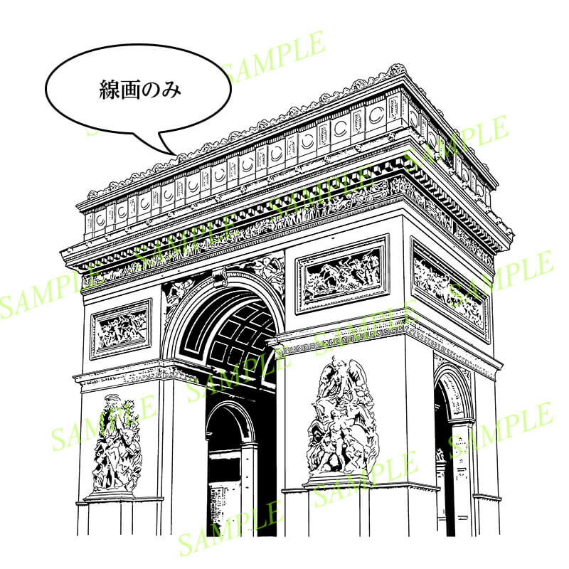 マンガ背景素材 フランス パリ 凱旋門