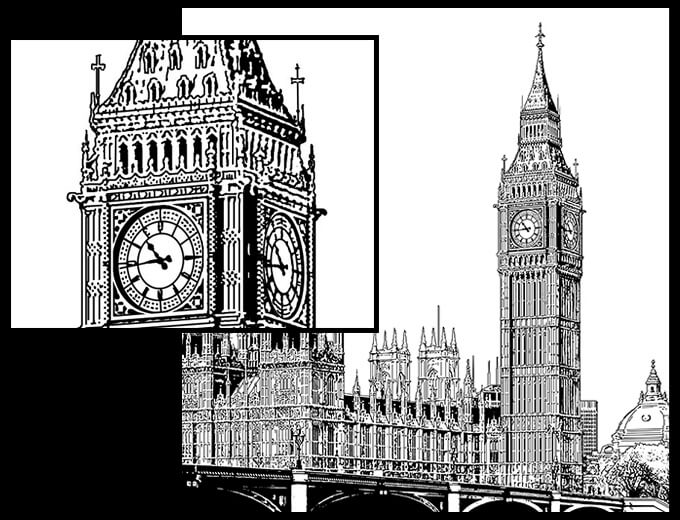 マンガ背景素材 イギリス ロンドン ビックベン